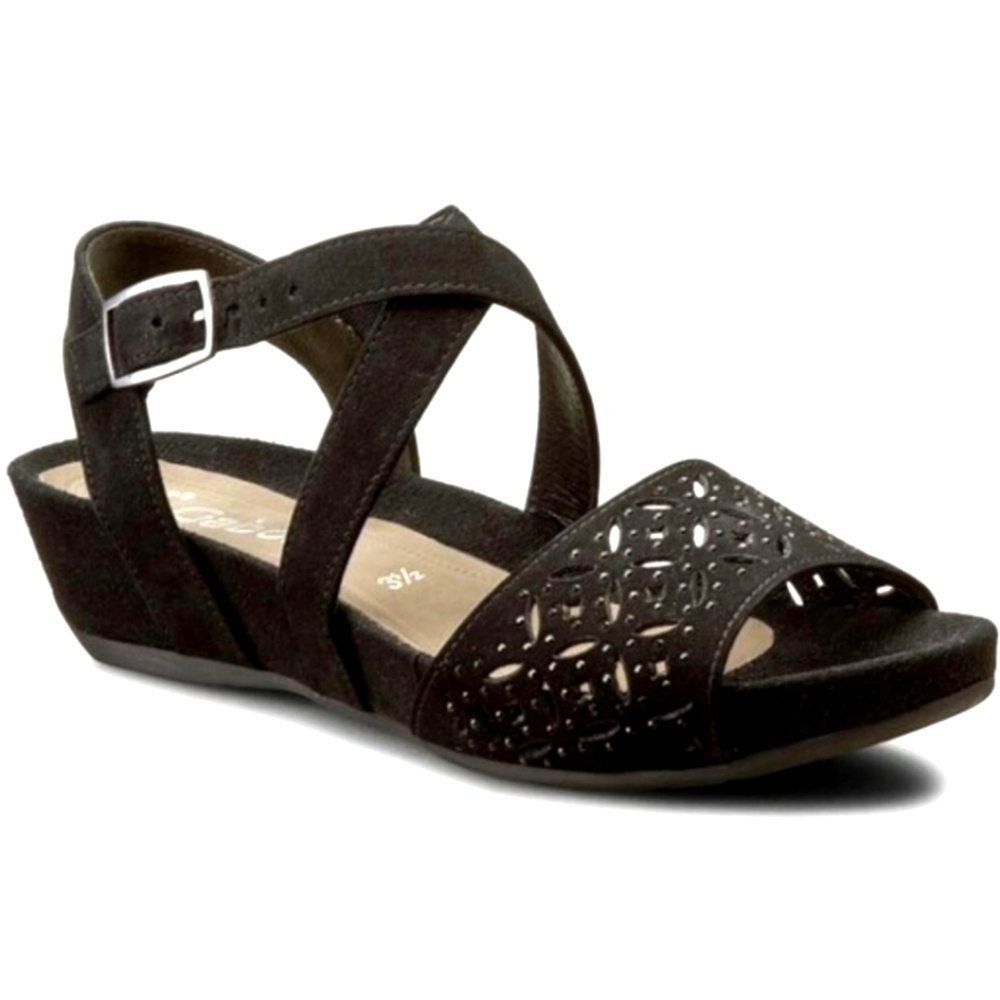Gabor women suede black sandals embellished two strap size US  10
